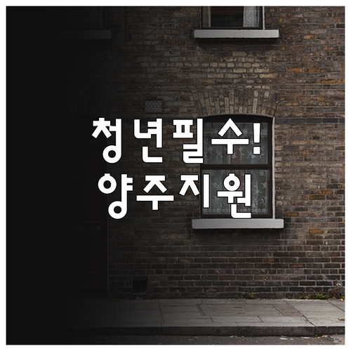 양주시 청년월세지원 대상 나이 소득 청약통장