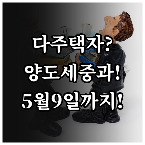 다주택자 양도세 중과 부활 2026년 5월 9일 마지막 대비 방법